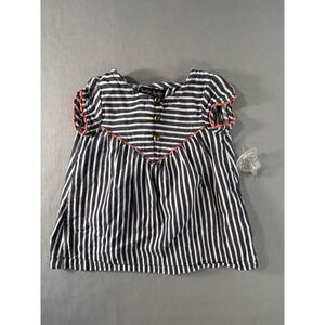 Cynthia Rowley Striped Blue and White with Orange Trim Baby Top 18 Month NWOT